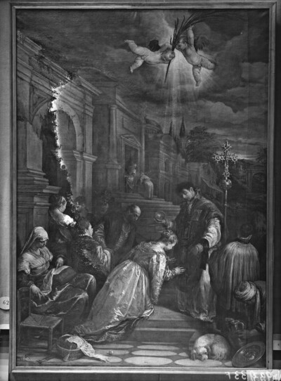 Saint Valentino baptizing Saint Lucilla