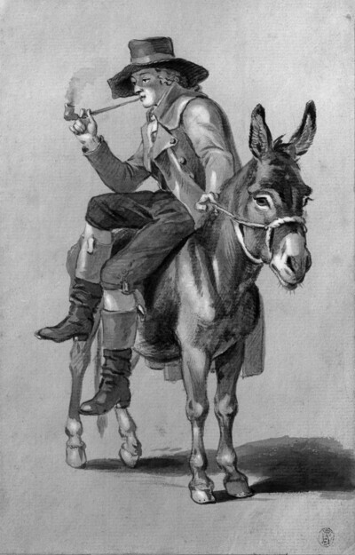 Schiller in Karlsbad, riding on a donkey