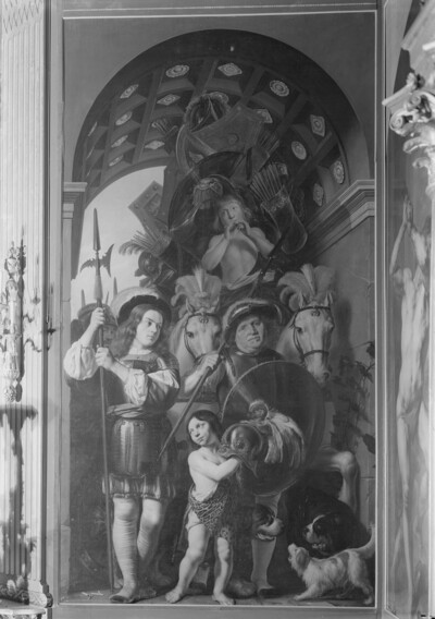 Avant-garde of the victory train with victory signs conquered during the Eighty Years' War