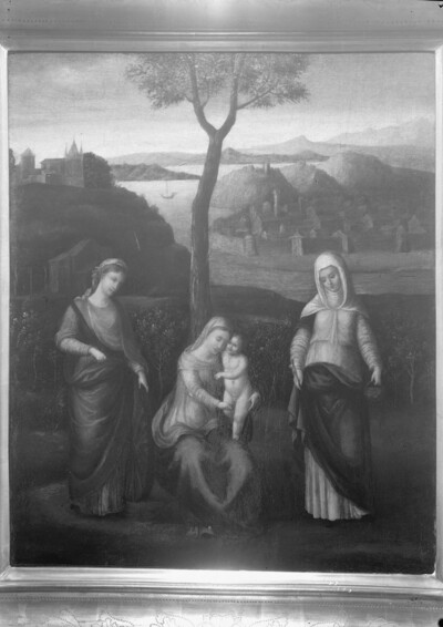 The Madonna with two female saints in a wide landscape