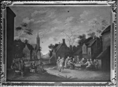 Village street with children and thousands of farmers