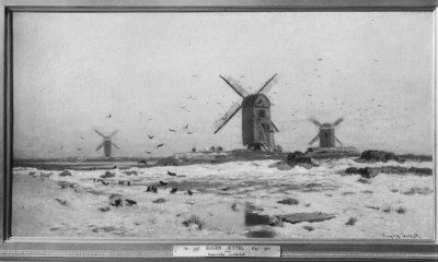Ungarische Landschaft mit Windmühlen