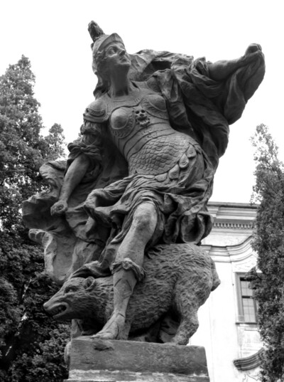 Sculpture, allegorical representation: “Der Zorn” (copy). Sculpture from the series “Die aus Laster”