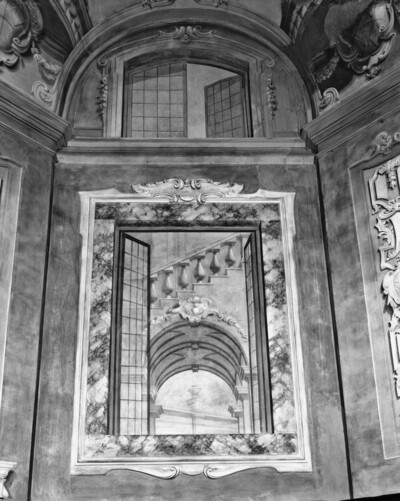 Apparent architecture behind open windows