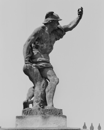 Statue on a pillar of the gate