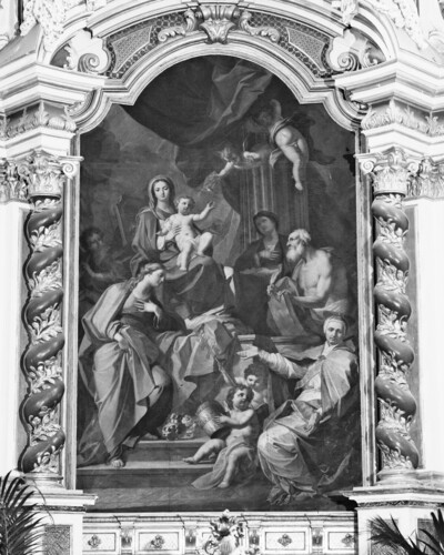 Madonna with child, Saint Lucia, Jerome, Gregory the Great and Rosalia