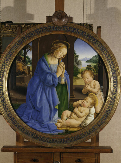 Mary worshiping the child, with the boy of John