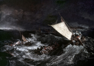 Das Wrack. Fischerboote versuchen, die Mannschaft zu retten