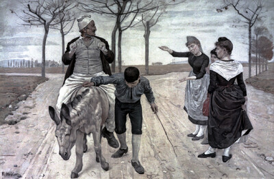 The miller and his son with donkey
