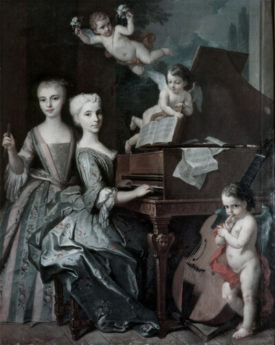 Adélaide by Gueidan and her sister Cadette at the piano