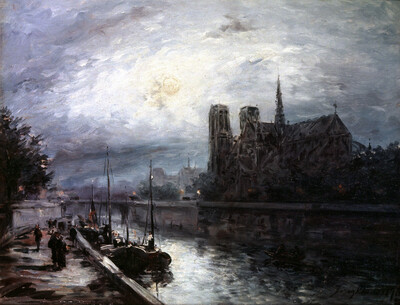 Nôtre Dame (Paris) near Moonlight
