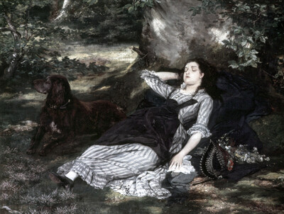 Sleeping Girl with Setter