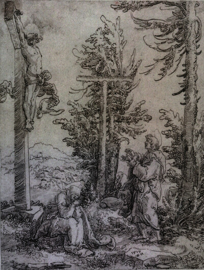 Christ on the cross with Mary and John