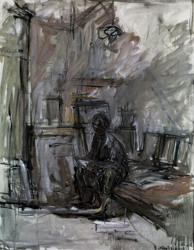 Seated figure in the studio