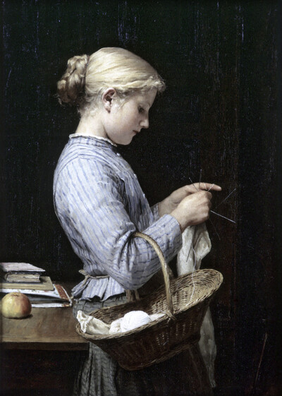 Strickendes Mädchen