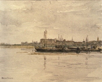 Kanal bei Ravenna mit Fischerbarken