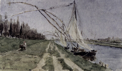 Kanal bei Ravenna mit Fischerbarken