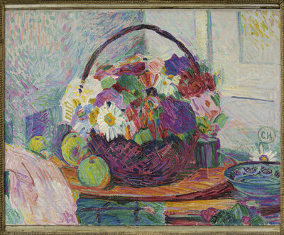 Stilleben mit Blumenkorb