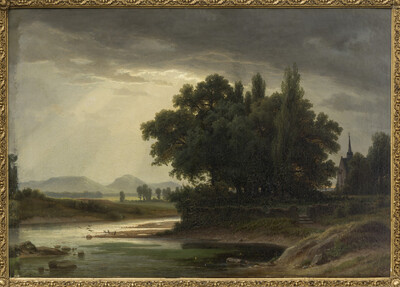 Flußlandschaft mit Friedhof