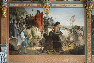 The transfer of the foundation stone to the Cologne Cathedral under Archbishop Konrad von Hochstaden from the quarry at Drachenfels 1248