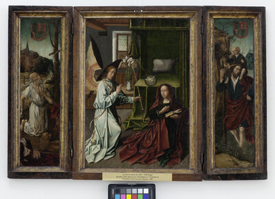 House altar with Saint Jerome, Annunciation and Saint Christopher