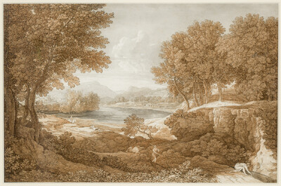 Heroische italienische Landschaft mit See