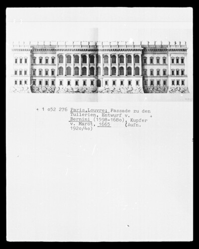 Paris, Louvre, Tuilerian facade, design of Bernini to redesign the Louvre