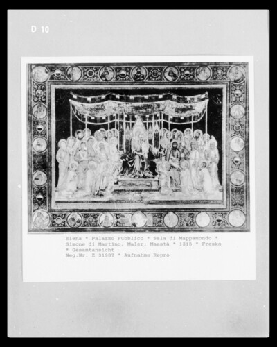 Maestà and frame with medallions of saints