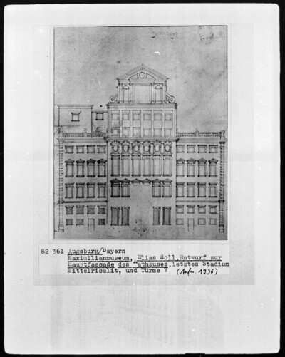 Entwurf der Fassade des Augsburger Rathauses