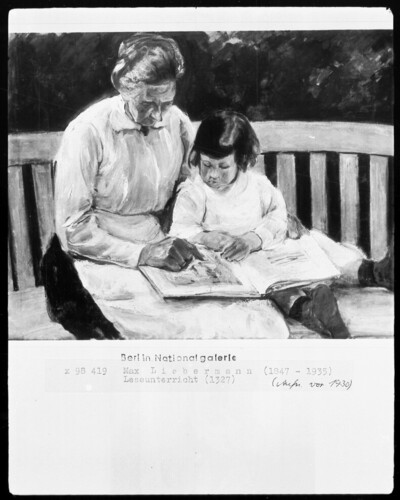 Leseunterricht & Kinderfrau und Kind