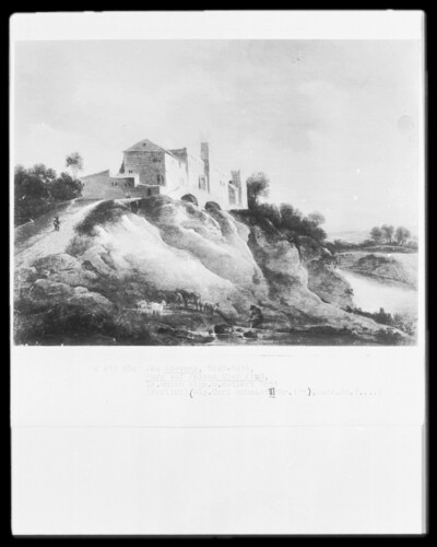 Castle on rocks over river