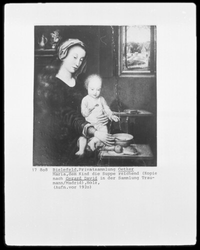 Mary, giving the child the soup