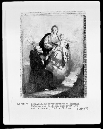 Madonna worshiped by a saint