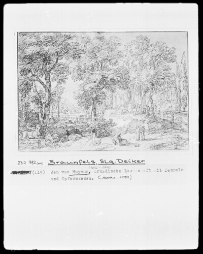 Arcadian landscape with temples and sacrificial scenes