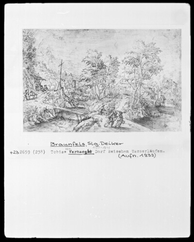 Village between watercourses