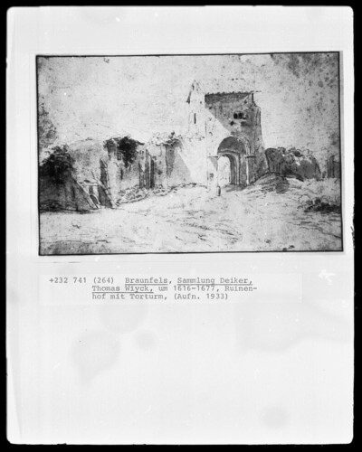 Ruin courtyard with gate tower