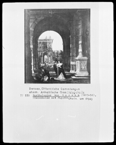 Column hall with human figures