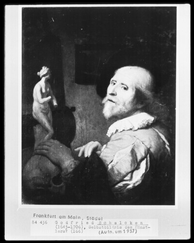 Self-portrait of the artist?; left easel and palette, on the table a small replica of Venus of Medici