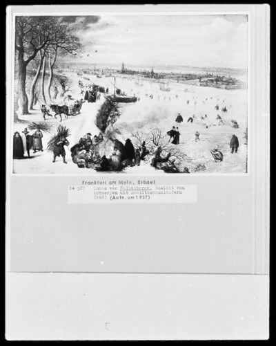 View of Antwerp with frozen Scheldt