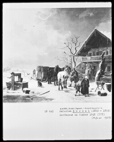 Village scene in winter 1828