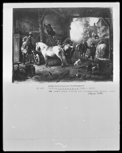 The interior of a stable with home-returning riders