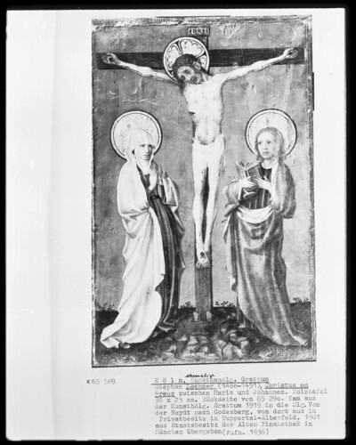 Christ on the cross between Mary and John