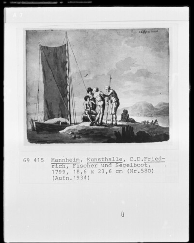 Farewell scene on the beach (dissolved leaf from the Berlin sketchbook)