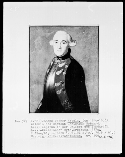 Portrait of Hermann Christoph Gebhard, captain of the Hessian Kassel regiment (1740-1796)