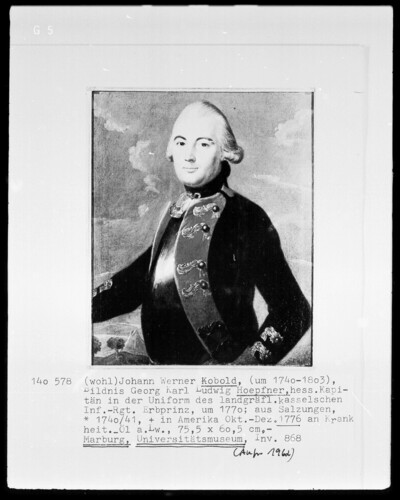 Portrait of Georg Karl Ludwig Hoepfner, captain of the rural Hessian Kassel Infantry Regiment (1740-1776)