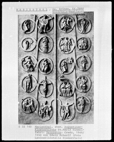 Bronze door with Christian credo