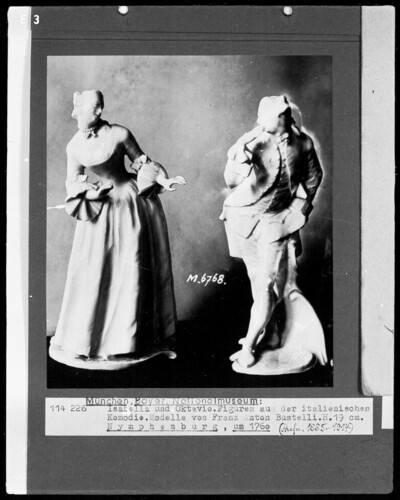 Figures from Italian comedy: Isabella and Oktavio
