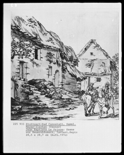 Still in front of farmhouses