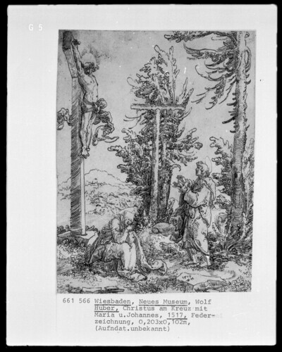 Christ on the cross with Mary and John