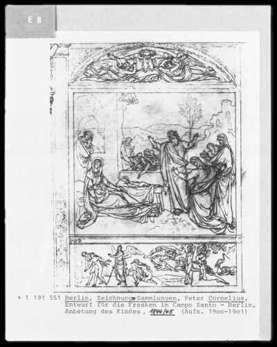 Design Drawing of the frescoes at Campo Santo, Adoration of the Child
